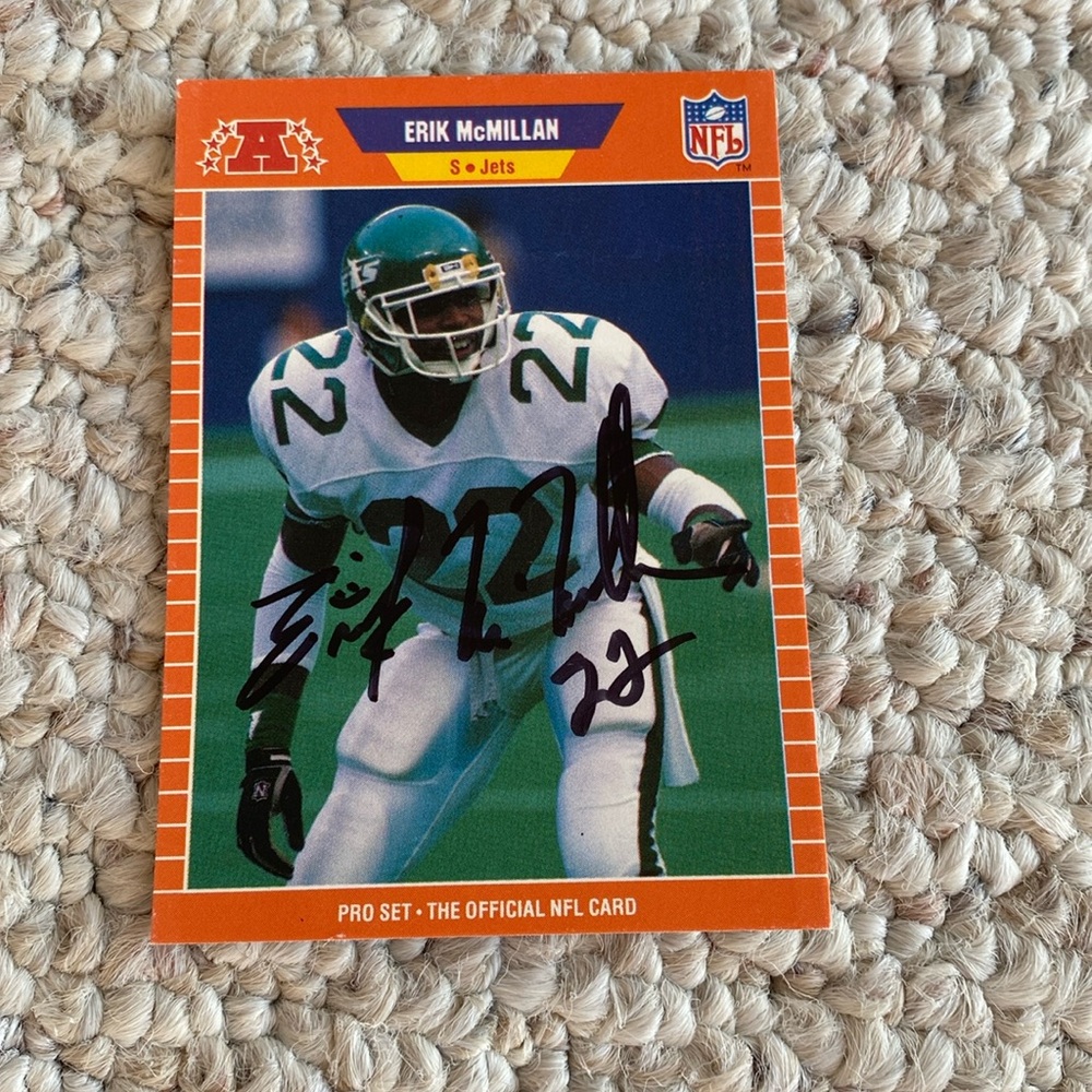 Erik McMillan #22 Football Trading Card signed jets New York ny
